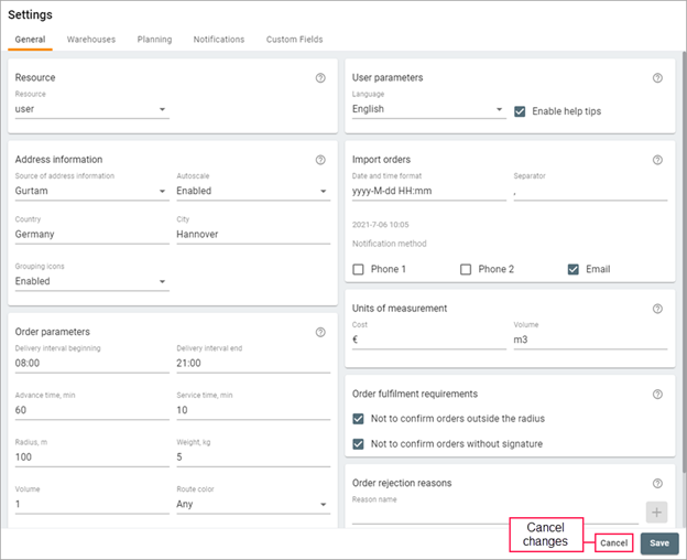 New design of the settings 